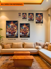 The 'ॐ पञ्चमुखहनुमते' Panchmukhi Hanuman Wall Frame | Premium Quality - Bharatvarsh Arts--Wall Poster Sets - Buy Indian Spiritual, Mythology, Gods, Warrior Wall Art - For Living Room, Decor