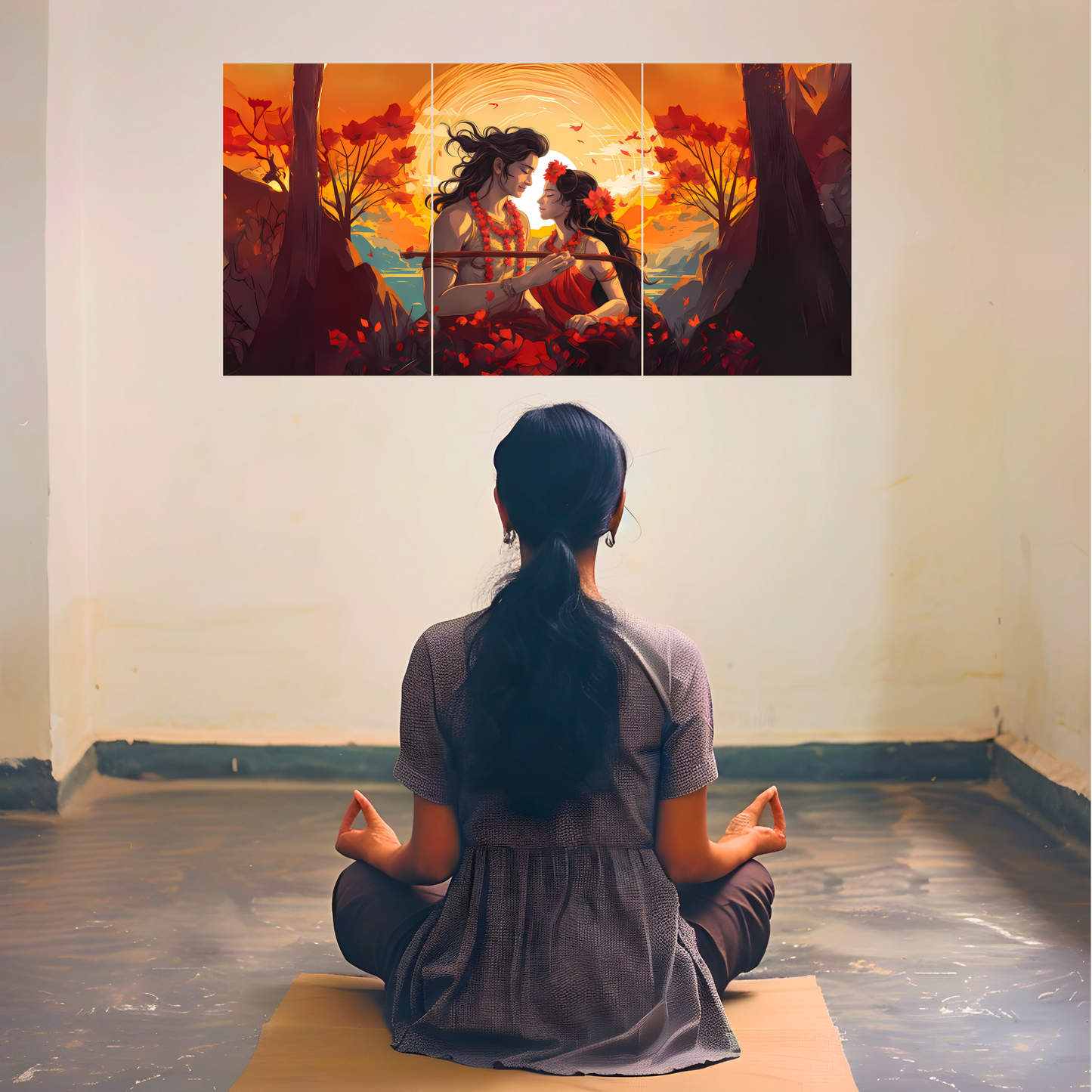 The Radha Krishna Epic 3 Panel SPLIT Poster | 8K | Premium Glossy