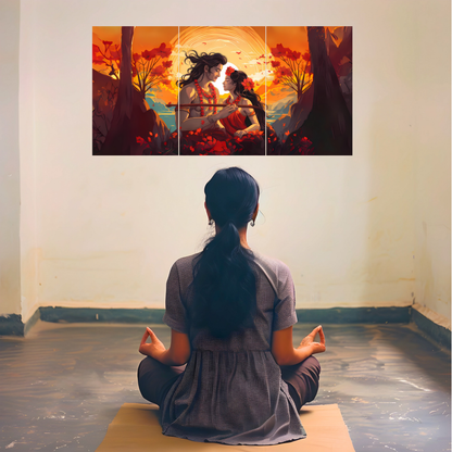 The Radha Krishna Epic 3 Panel SPLIT Poster | 8K | Premium Glossy