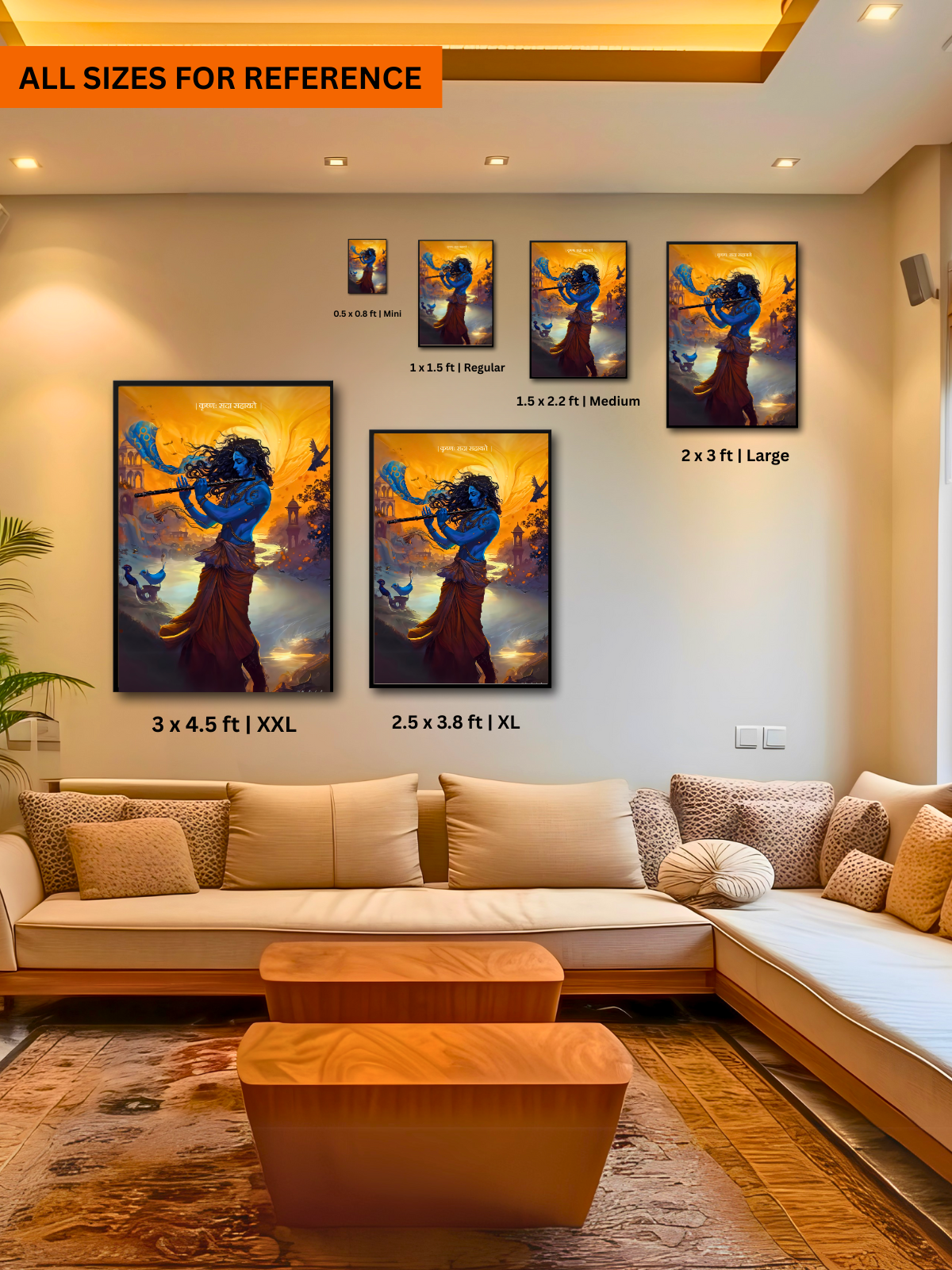 The 'कृष्णः सदा सहायते' Krishna Wall Frame | Premium Quality - Bharatvarsh Arts--Wall Poster Sets - Buy Indian Spiritual, Mythology, Gods, Warrior Wall Art - For Living Room, Decor