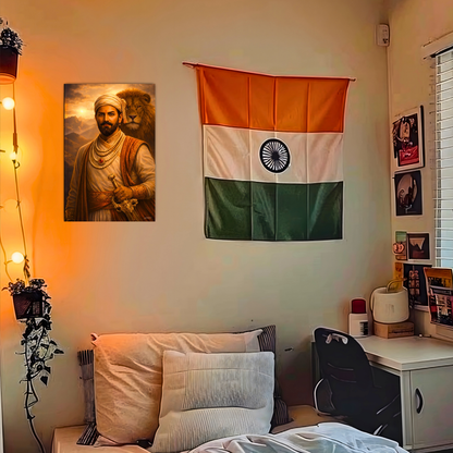 The Chatrapati Shivaji Maharaj and Lion Poster | 8K | Premium Glossy