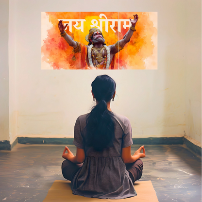 The 'जय श्रीराम' Lord Hanuman Epic 3 Panel SPLIT Poster | 8K | Premium Glossy