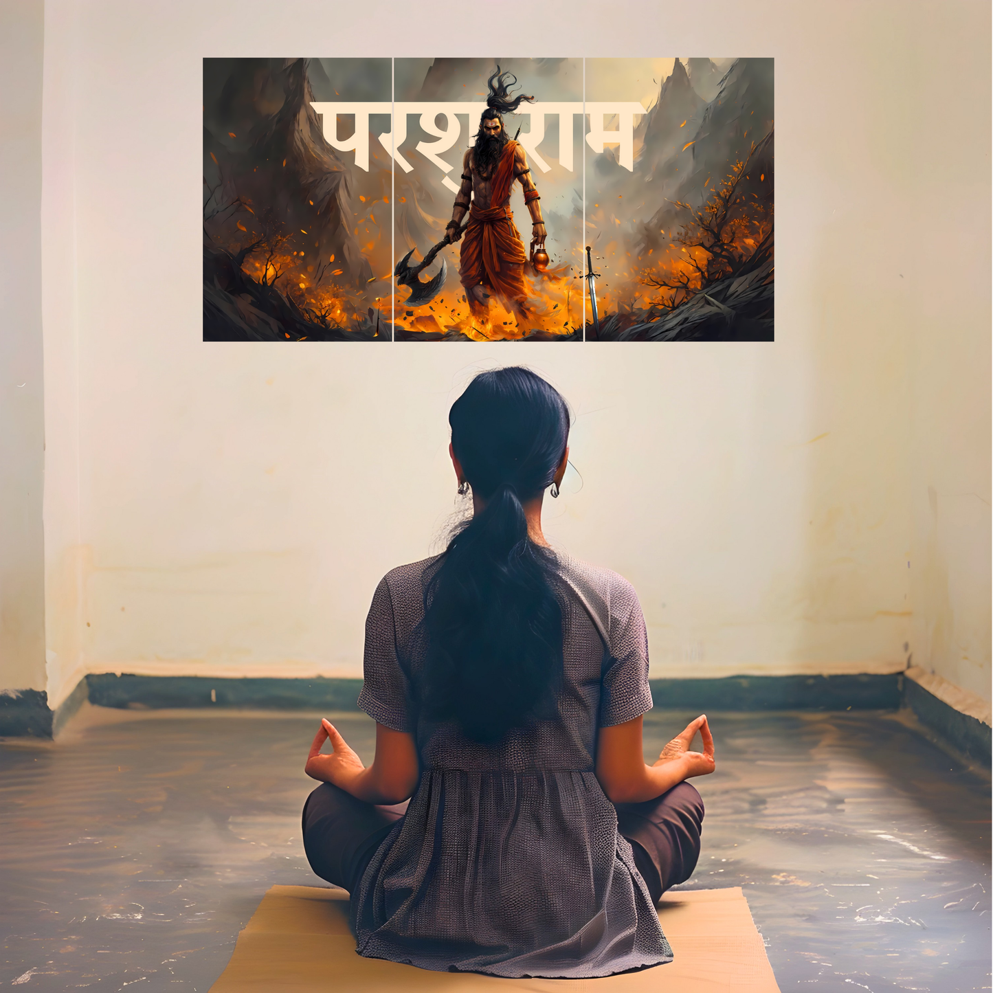 The 'परशुराम' Parshuram Ji Epic 3 Panel SPLIT Poster | 8K | Premium Glossy