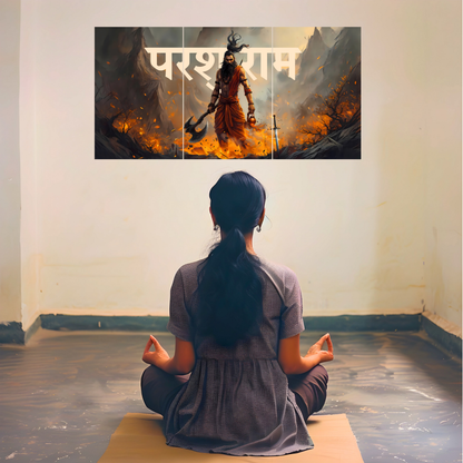 The 'परशुराम' Parshuram Ji Epic 3 Panel SPLIT Poster | 8K | Premium Glossy