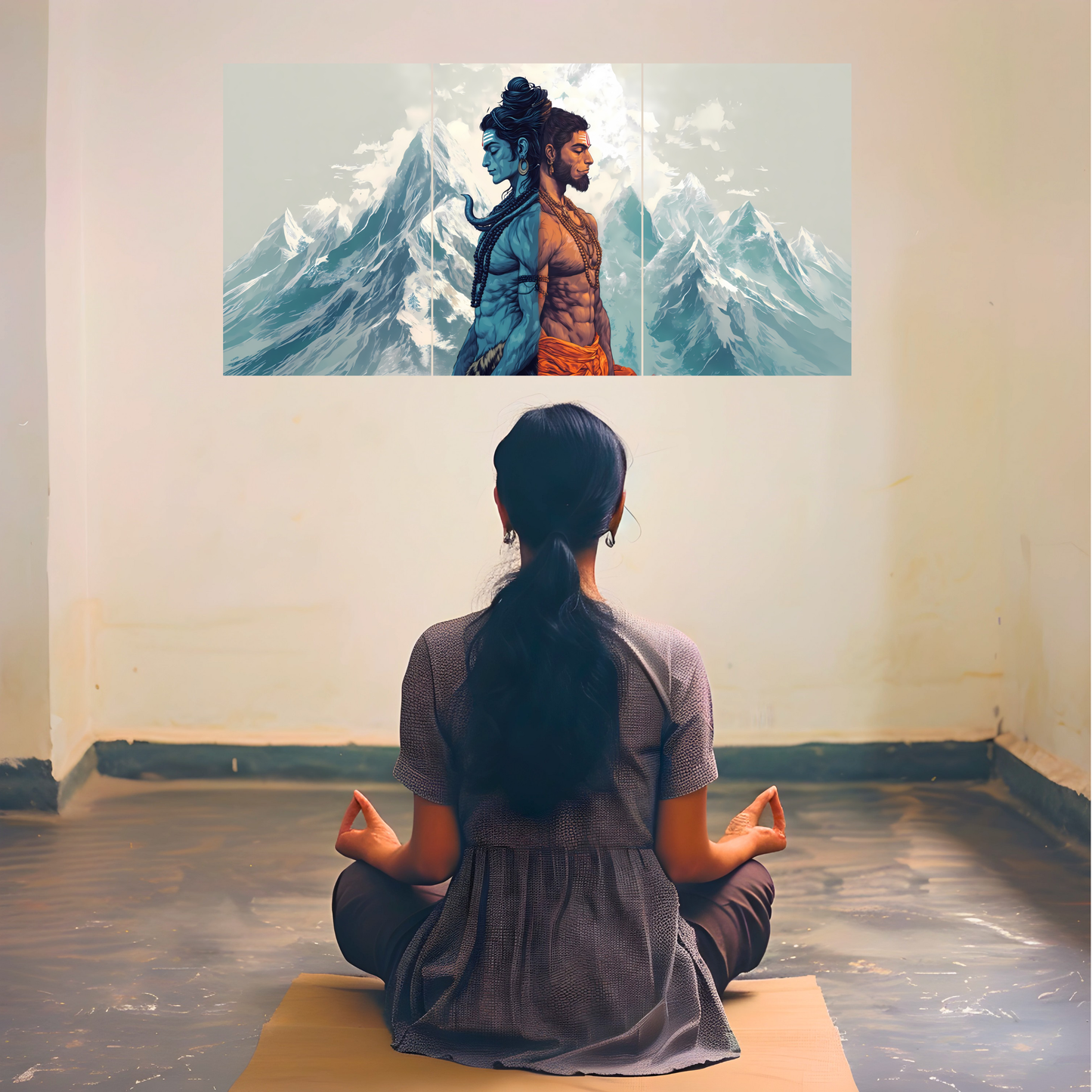 The Shiv Hanuman Epic 3 Panel SPLIT Poster | 8K | Premium Glossy