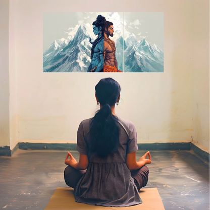 The Shiv Hanuman Epic 3 Panel SPLIT Poster | 8K | Premium Glossy