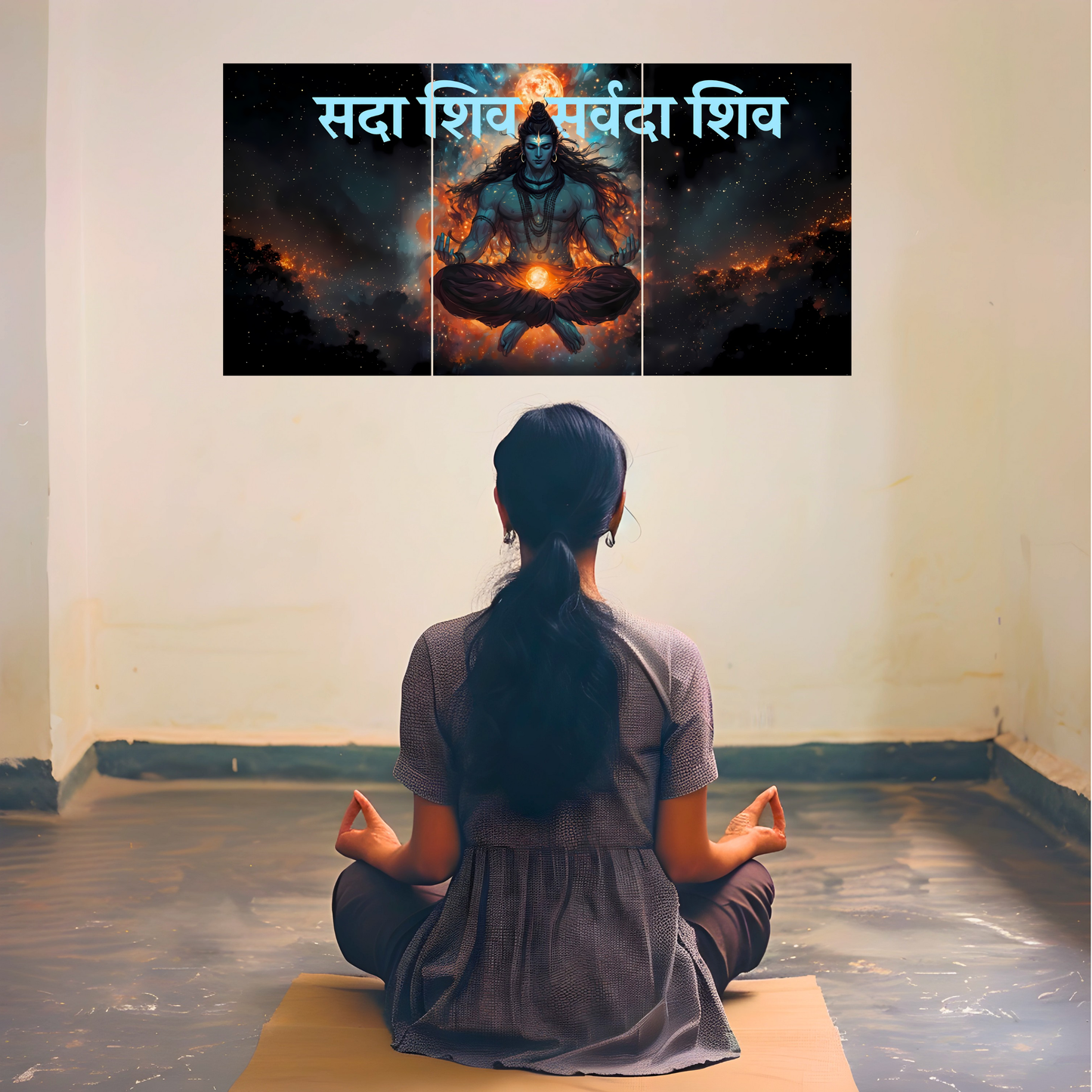 The 'सदा शिव सर्वदा शिव' ShivJi 3 Panel SPLIT Poster | 8K | Premium Glossy