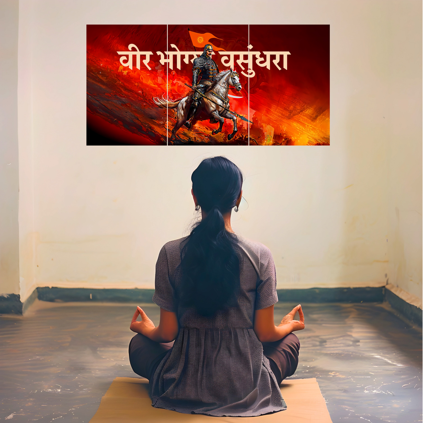 The 'वीर भोग्या वसुंधरा' Maharana Pratap Epic 3 Panel SPLIT Poster | 8K | Premium Glossy