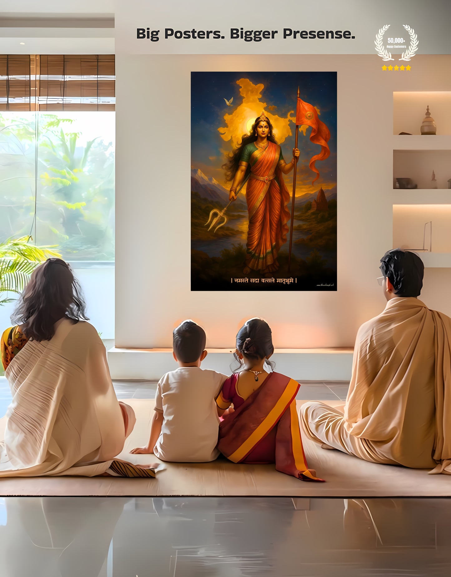 The 'नमस्ते सदा वत्सले मातृभूमे' Bharat Mata Premium Large Poster | 8K | Premium Glossy