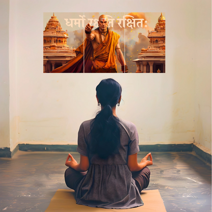 The 'धर्मो रक्षति रक्षितः' Chanakya Epic 3 Panel SPLIT Poster | 8K | Premium Glossy