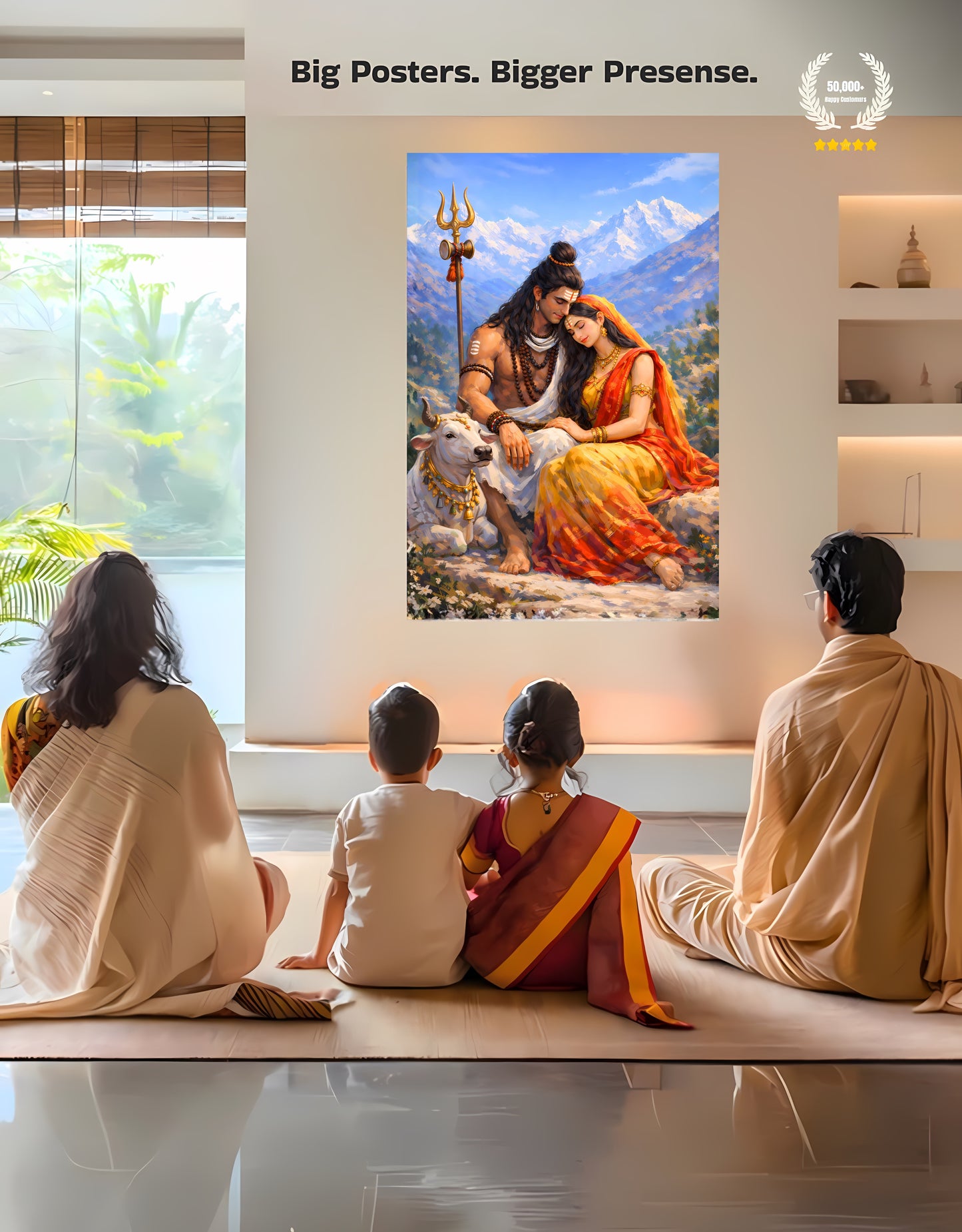 The Shiv Parvati Peaceful Premium Large Poster | 8K | Premium Glossy