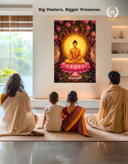 The 'बुद्धं शरणं गच्छामि' Gautam Buddha Peaceful Premium Large Poster | 8K | Premium Glossy