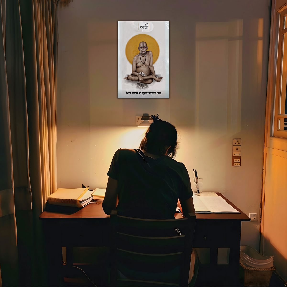 The "भिऊ नकोस मी तुझ्या पाठीशी आहे" Shri Swami Samarth Poster | 8K | Premium Glossy - Bharatvarsh Arts--Wall Poster Sets - Buy Indian Spiritual, Mythology, Gods, Warrior Wall Art - For Living Room, Decor