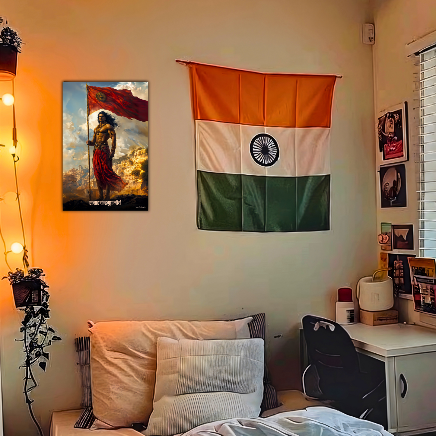 The 'सम्राट चन्द्रगुप्त मौर्य' Chandragupta Maurya Wall Poster | 8K | Premium Glossy - Bharatvarsh Arts--Wall Poster Sets - Buy Indian Spiritual, Mythology, Gods, Warrior Wall Art - For Living Room, Decor