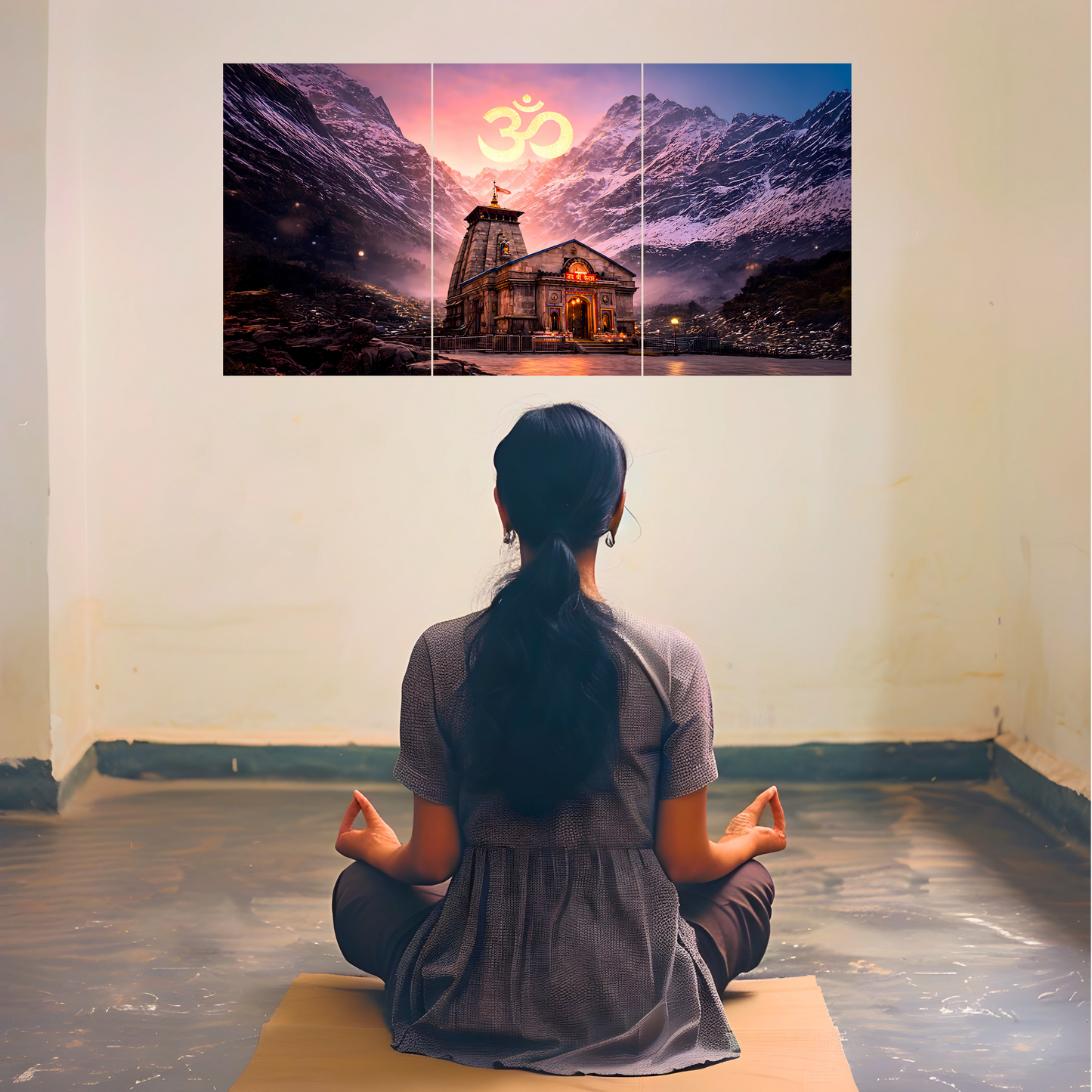 The Kedarnath Shiv Temple 3 Panel SPLIT Poster | 8K | Premium Glossy
