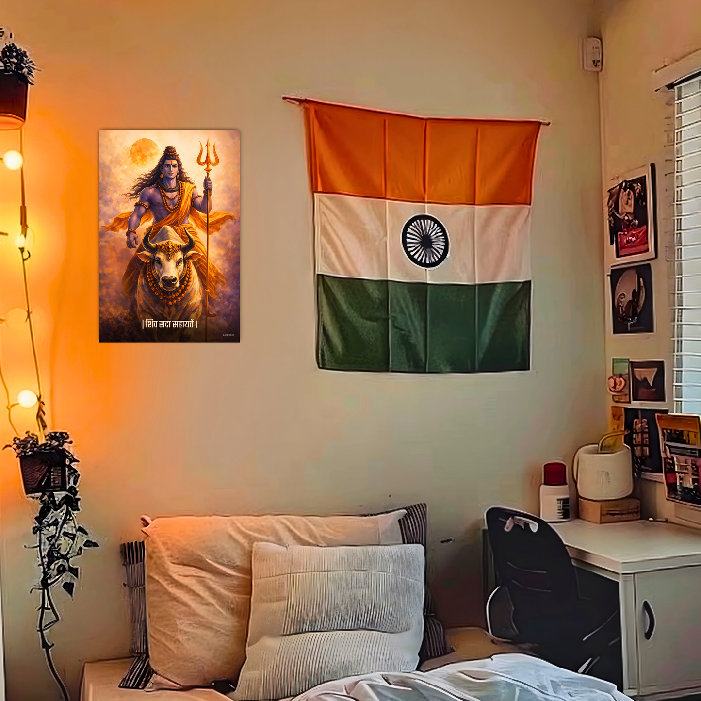 The 'शिव सदा सहायतें' Lord Shiva and Nandi Poster | 8K | Premium Glossy