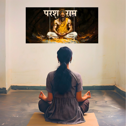The 'परशुराम' Parshuram Ji Meditation Epic 3 Panel SPLIT Poster | 8K | Premium Glossy
