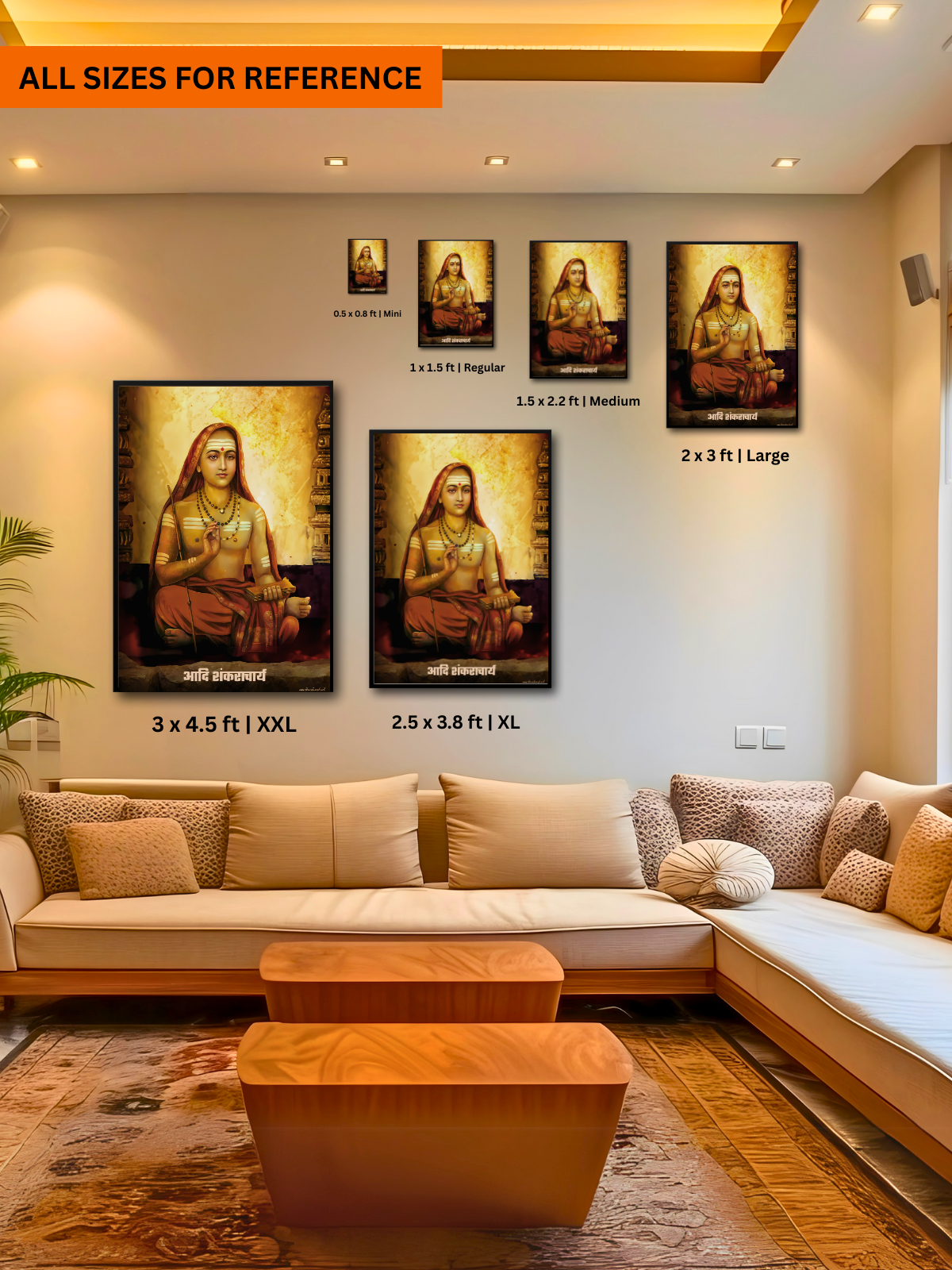 The Adi Shankaracharya Wall Frame | Premium Quality - Bharatvarsh Arts--Wall Poster Sets - Buy Indian Spiritual, Mythology, Gods, Warrior Wall Art - For Living Room, Decor