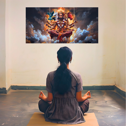 The Panchmukhi Hanuman Epic 3 Panel SPLIT Poster | 8K | Premium Glossy