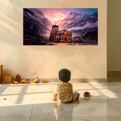 The Kedarnath Shiv Temple 3 Panel SPLIT Poster | 8K | Premium Glossy