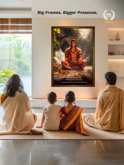 The 'अहमेव क्रान्तिः' Hanuman Meditation Wall Frame | Premium Quality