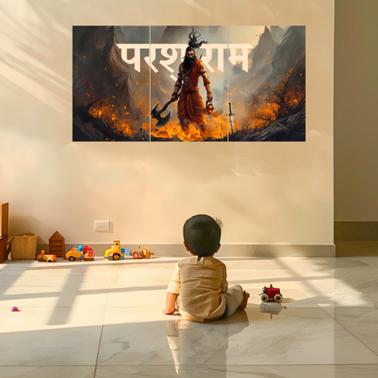 The 'परशुराम' Parshuram Ji Epic 3 Panel SPLIT Poster | 8K | Premium Glossy