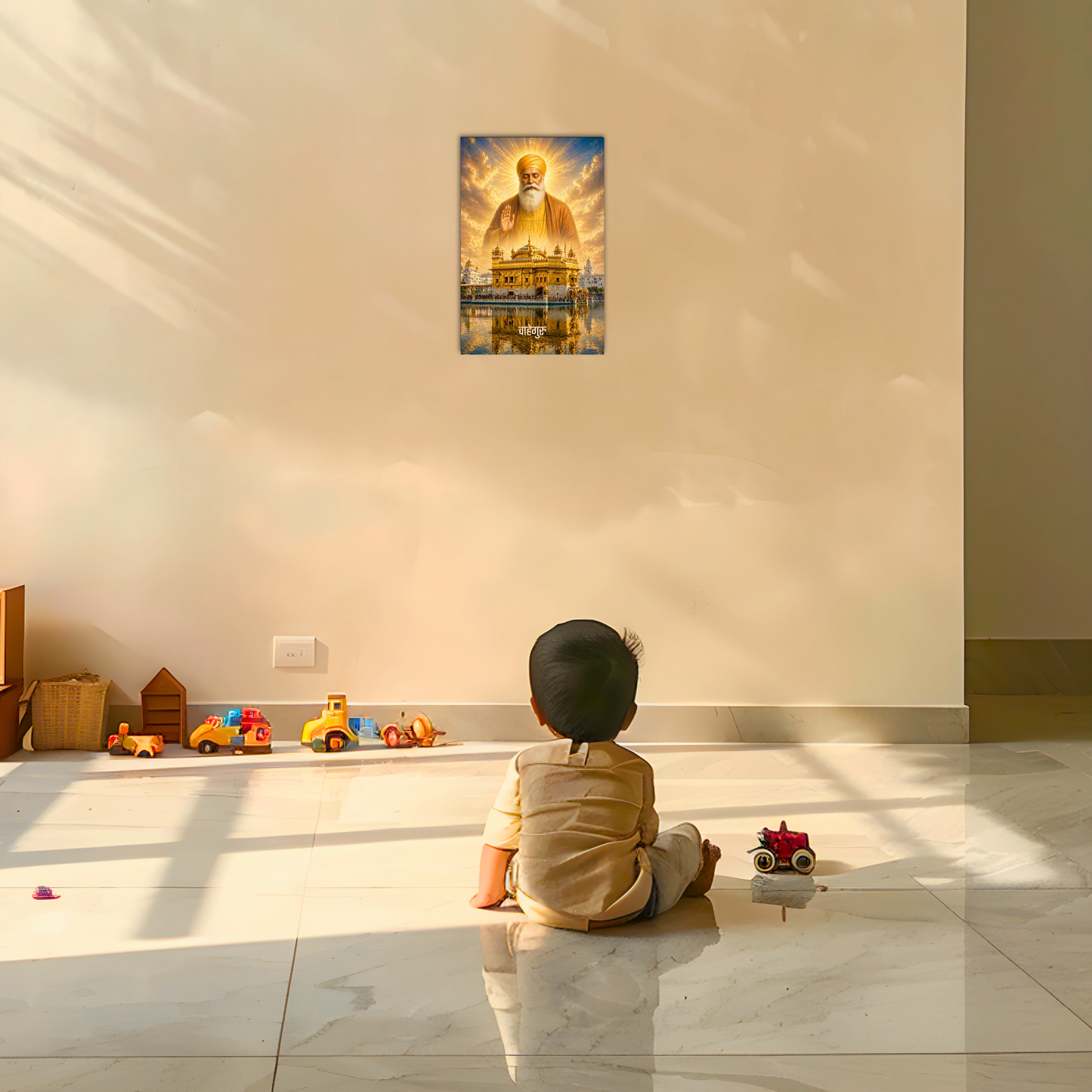 The 'वाहेगुरु' Guru Nanak Ji and Golden Temple Poster | 8K | Premium Glossy