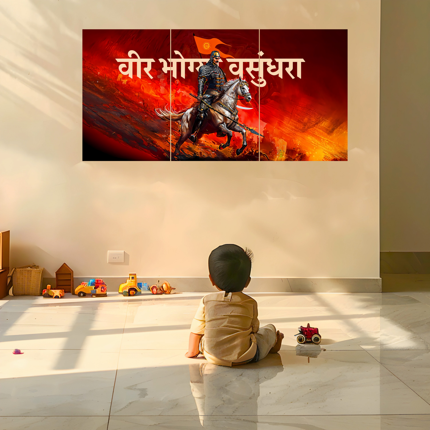 The 'वीर भोग्या वसुंधरा' Maharana Pratap Epic 3 Panel SPLIT Poster | 8K | Premium Glossy