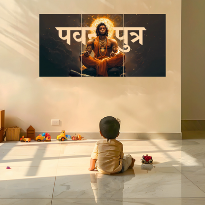 The Pavanputra Hanuman Epic 3 Panel SPLIT Poster | 8K | Premium Glossy