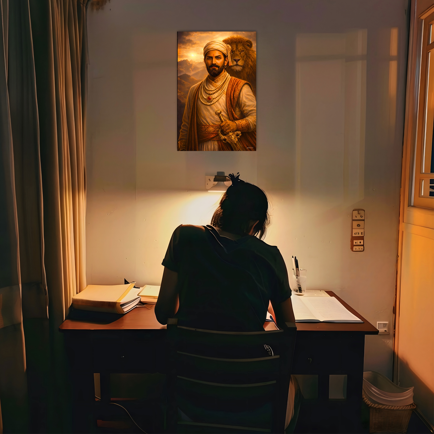 The Chatrapati Shivaji Maharaj and Lion Poster | 8K | Premium Glossy