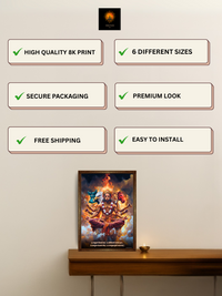 The 'ॐ पञ्चमुखहनुमते' Panchmukhi Hanuman Wall Frame | Premium Quality - Bharatvarsh Arts--Wall Poster Sets - Buy Indian Spiritual, Mythology, Gods, Warrior Wall Art - For Living Room, Decor