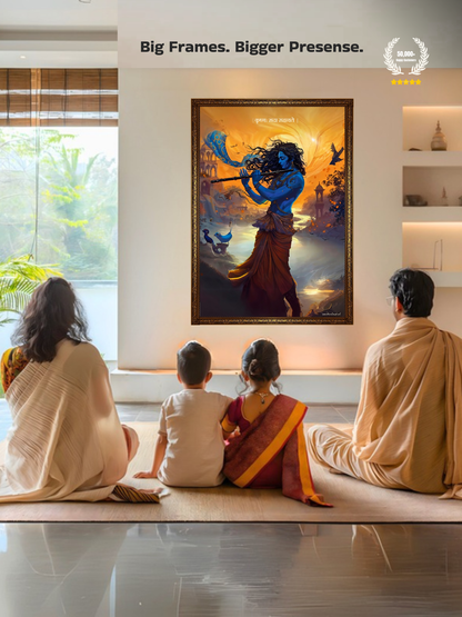 The 'कृष्णः सदा सहायते' Krishna Wall Frame | Premium Quality