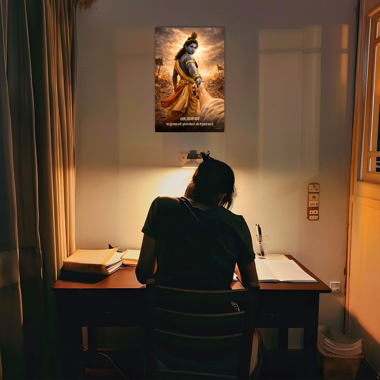 The 'शस्त्र उठाओ पार्थ, मैं तुम्हारे साथ हूँ' Krishna Mahabharat Poster | 8K | Premium Glossy