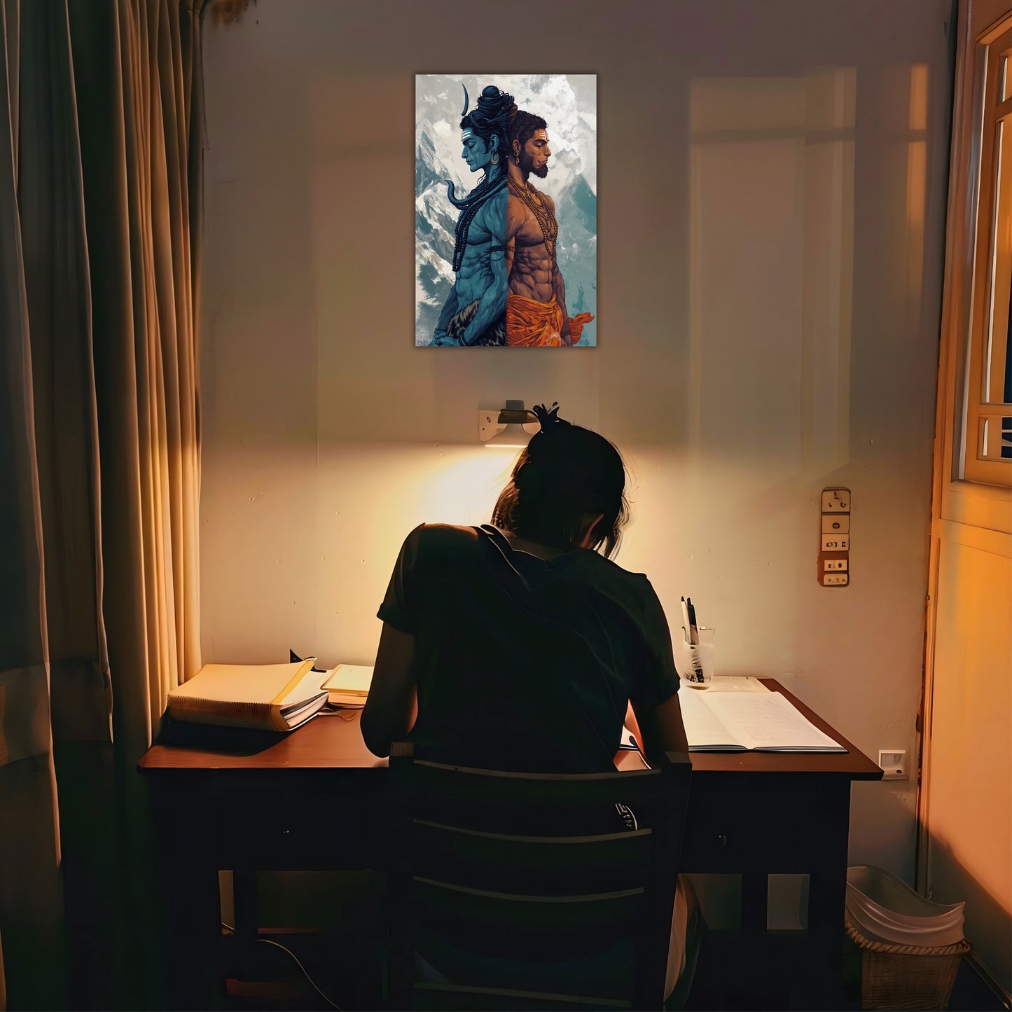 The Lord Shiva and Hanuman Poster | 8K | Premium Glossy - Bharatvarsh Arts--Wall Poster Sets - Buy Indian Spiritual, Mythology, Gods, Warrior Wall Art - For Living Room, Decor