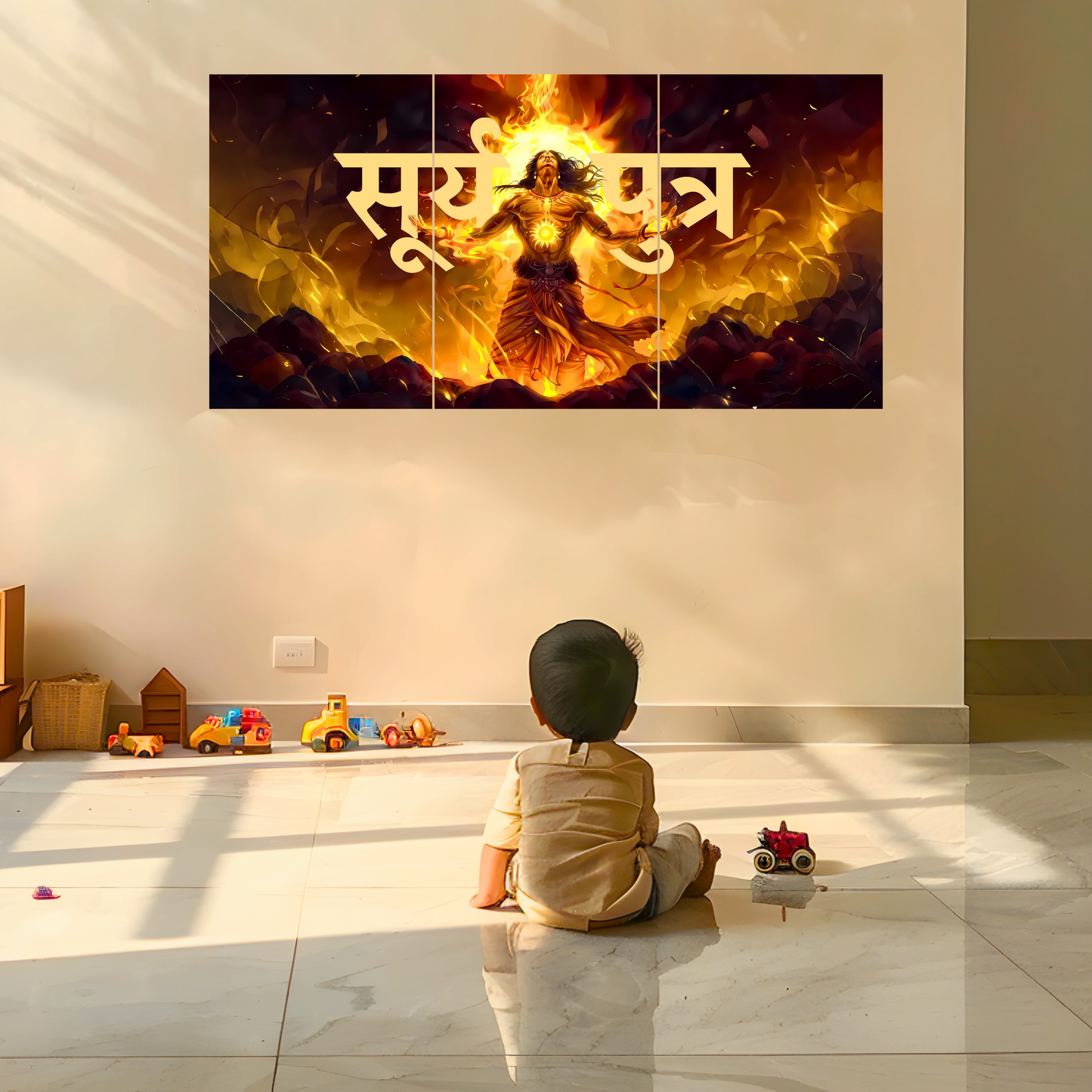 The "सूर्यपुत्र" Suryaputra Karna Epic 3 Panel SPLIT Poster | 8K | Premium Glossy
