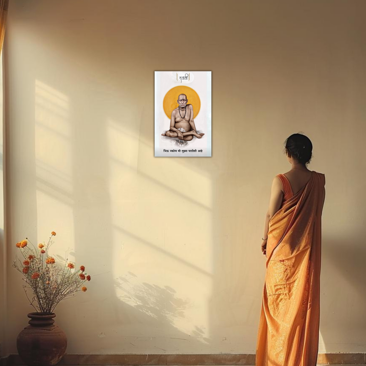 The "भिऊ नकोस मी तुझ्या पाठीशी आहे" Shri Swami Samarth Poster | 8K | Premium Glossy - Bharatvarsh Arts--Wall Poster Sets - Buy Indian Spiritual, Mythology, Gods, Warrior Wall Art - For Living Room, Decor