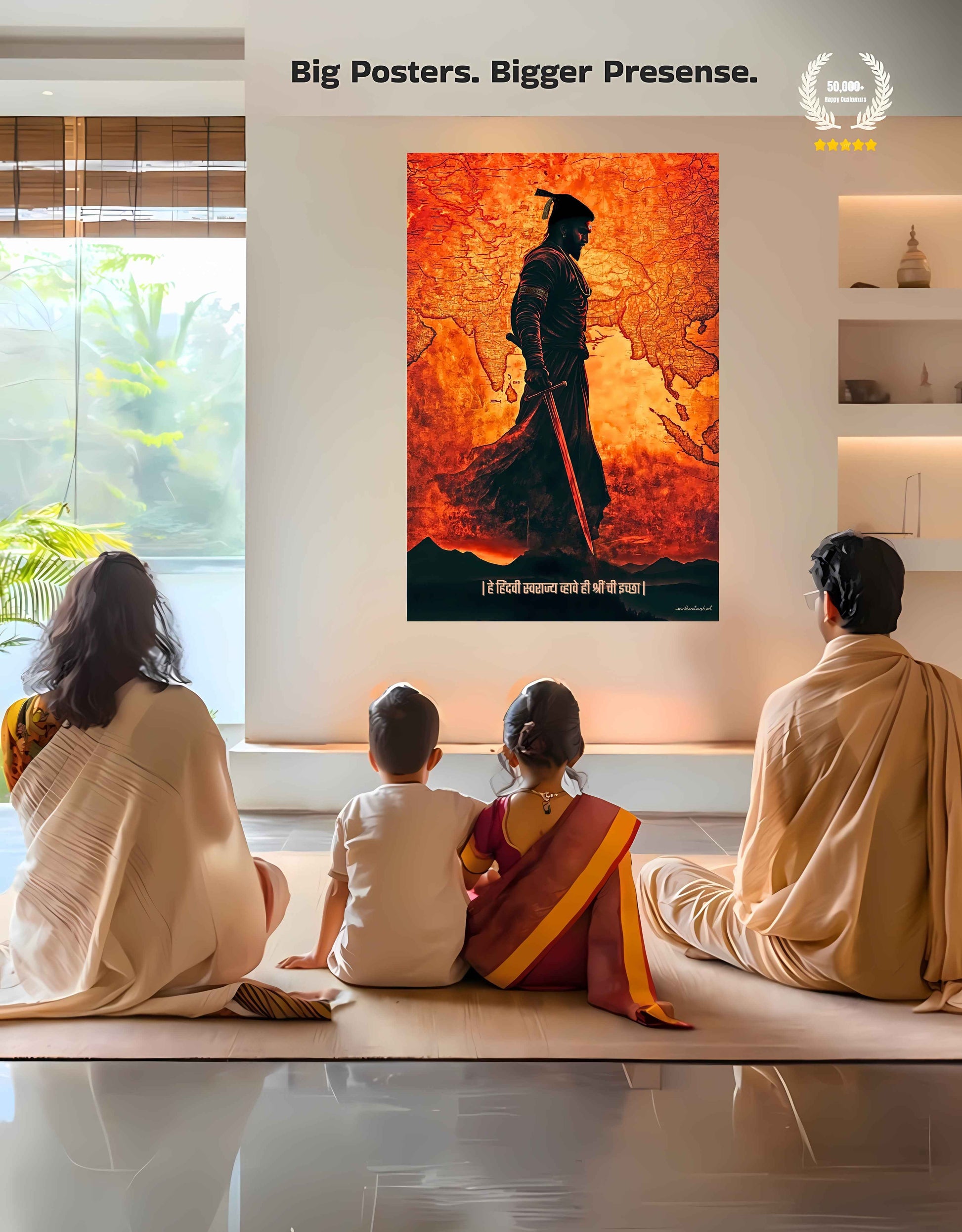 The 'हे हिंदवी स्वराज्य व्हावे ही श्रीं ची इच्छा' Chatrapati Shivaji Maharaj Large Poster | 8K | Premium Glossy