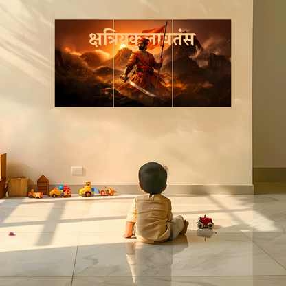 The 'क्षत्रियकुलावतंस' Chatrapati Shivaji Maharaj Epic 3 Panel SPLIT Poster | 8K | Premium Glossy