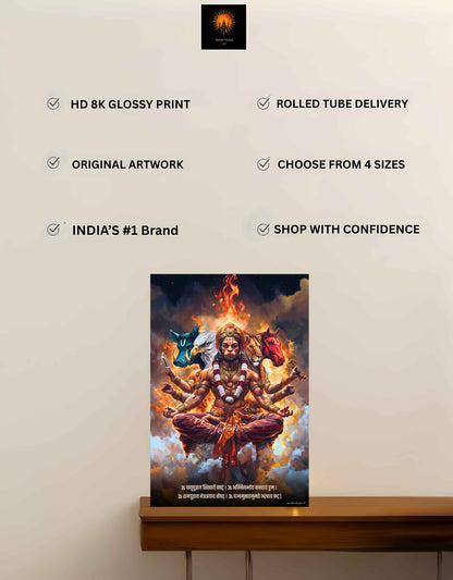 The 'ॐ पञ्चमुखहनुमते' Panchmukhi Hanuman Large Wall Poster | 8K | Premium Glossy