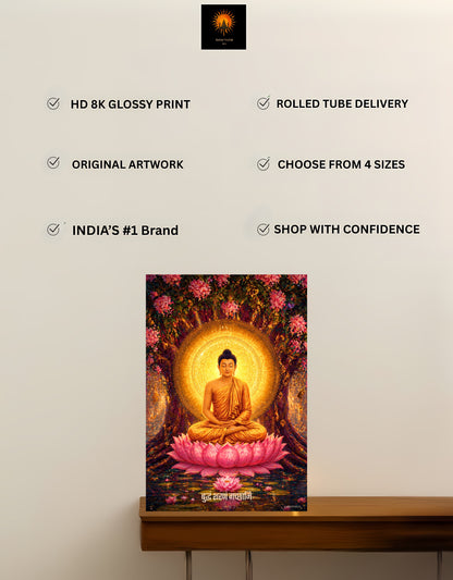 The 'बुद्धं शरणं गच्छामि' Gautam Buddha Peaceful Premium Large Poster | 8K | Premium Glossy