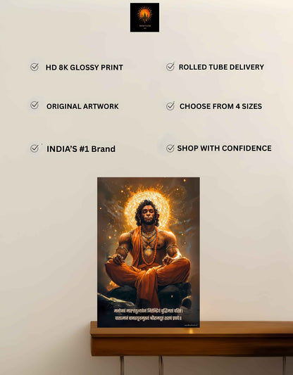 The 'मनोजवं मारुततुल्यवेगं' Hanuman Meditation Large Poster | 8K | Premium Glossy