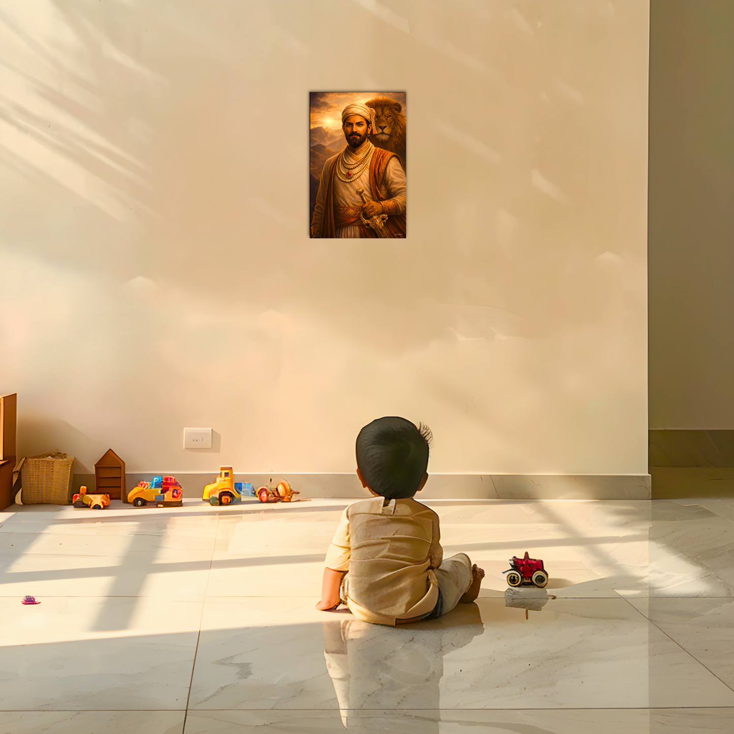 The Chatrapati Shivaji Maharaj and Lion Poster | 8K | Premium Glossy