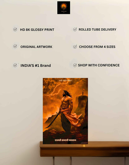 The 'धर्मो रक्षति रक्षितः' Sambhaji Maharaj Large Poster | 8K | Premium Glossy