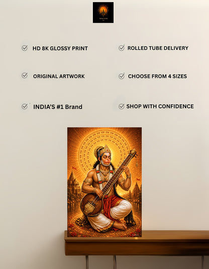 The Hanuman Ji Bhajan Peaceful Premium Large Poster | 8K | Premium Glossy