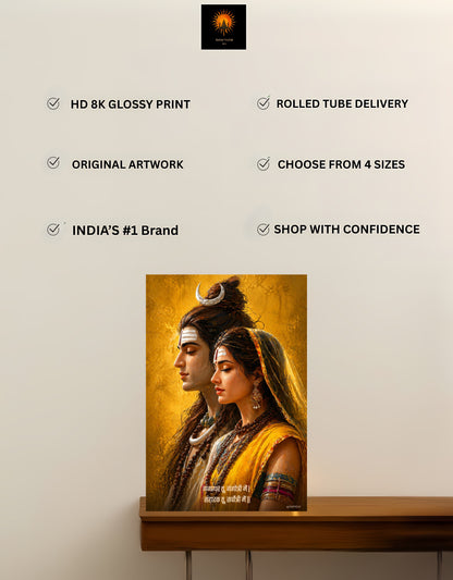 The 'गंगाधर तू, गंगोत्री मैं ' Shiv Parvati Beautiful Premium Large Poster | 8K | Premium Glossy