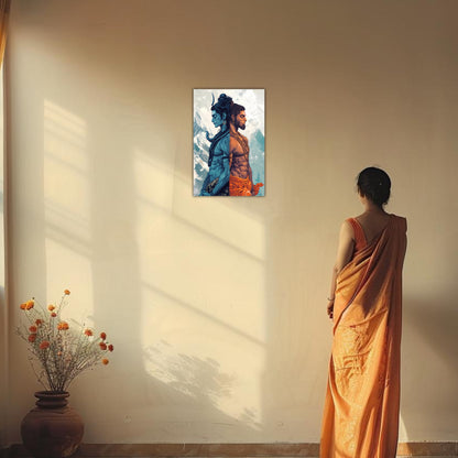 The Lord Shiva and Hanuman Poster | 8K | Premium Glossy - Bharatvarsh Arts--Wall Poster Sets - Buy Indian Spiritual, Mythology, Gods, Warrior Wall Art - For Living Room, Decor