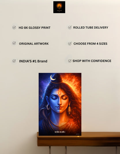 The 'यत्र शिवः तत्र शक्तिः' Shiv Shakti Premium Large Poster | 8K | Premium Glossy