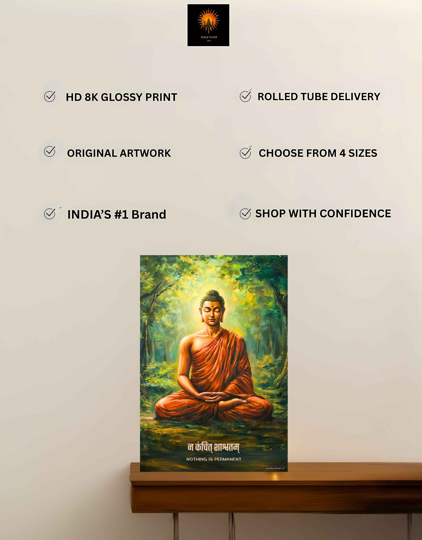 The "न कंचित् शाश्वतम्" Gautam Buddha Large Poster | 8K | Premium Glossy