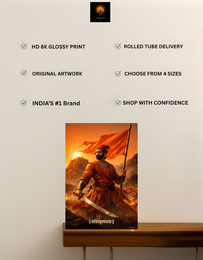The 'क्षत्रियकुलावतंस' Chatrapati Shivaji Maharaj Premium Large Poster | 8K | Premium Glossy