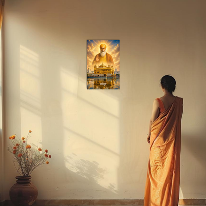 The 'वाहेगुरु' Guru Nanak Ji and Golden Temple Poster | 8K | Premium Glossy
